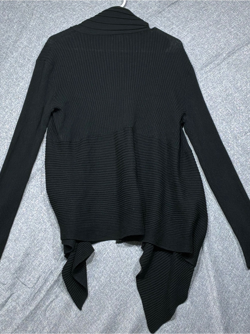George Black Ribbed Open-Front Draped Cardigan